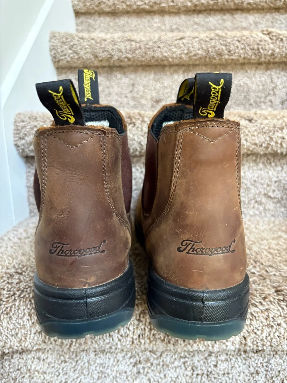 Thorogood Men's Brown Leather Slip-On Chelsea Work Boots
